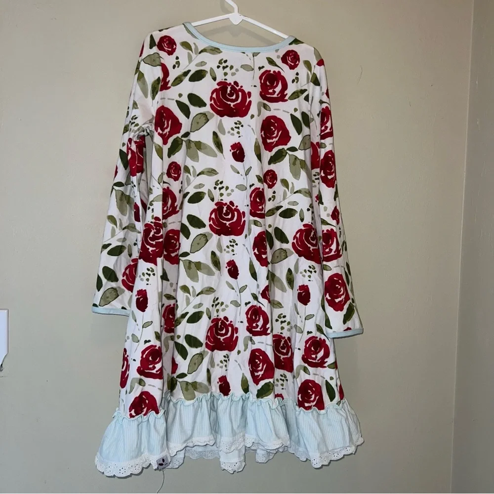 Sweethoney Floral Long Sleeve Nightgown with Ruffle Hem and Bloomers